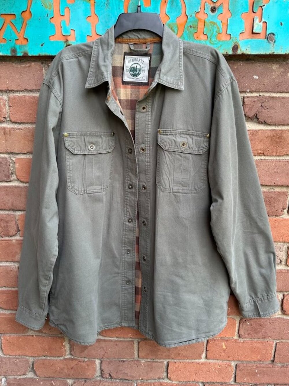 Gioberti Men's 100% Cotton Twill Shirt Jacket with Flannel Lining Size XL